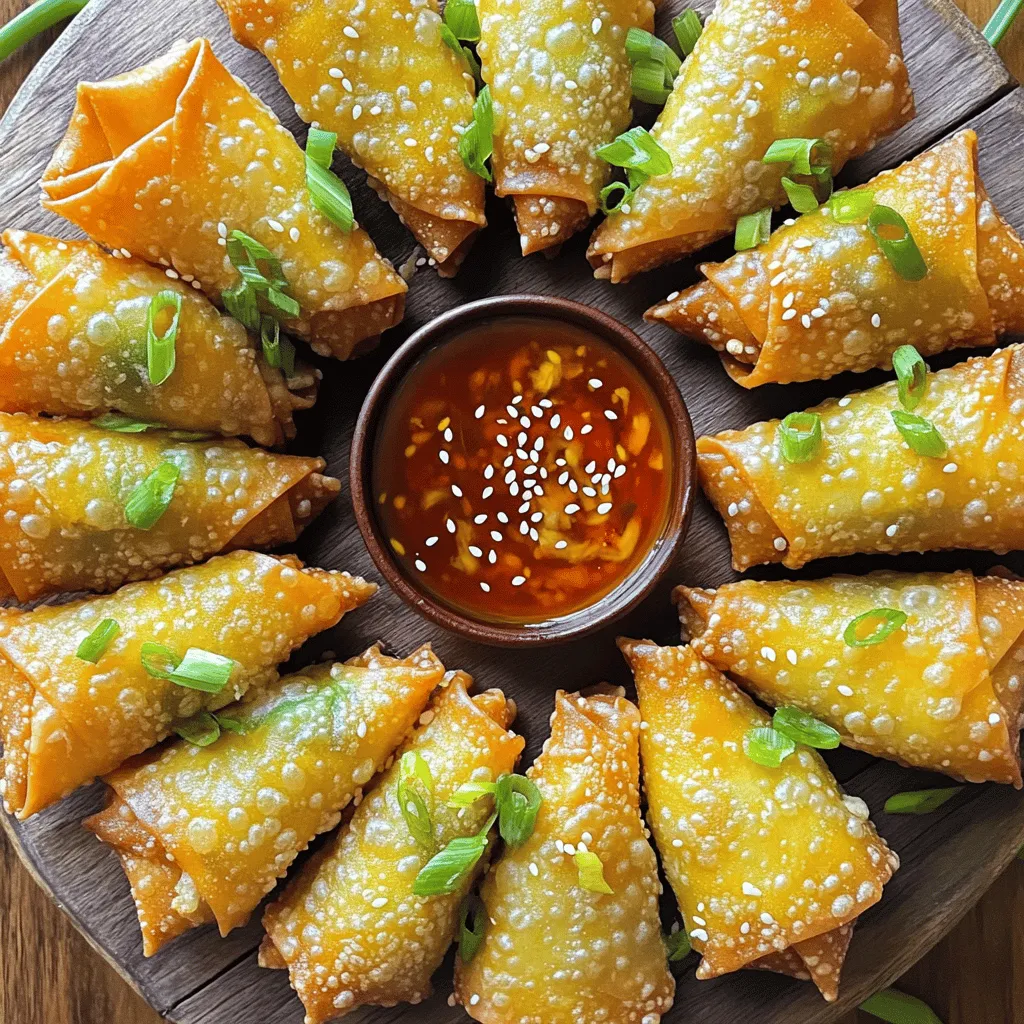 Crab Rangoon egg rolls are a fun twist on two classic dishes. They combine the crispy delight of an egg roll with the creamy, savory filling of crab Rangoon. This dish brings together the best of both worlds. The crab rangoon flavor profile is rich and tangy, thanks to the cream cheese and crab meat. You will love how these flavors blend in a crispy shell.