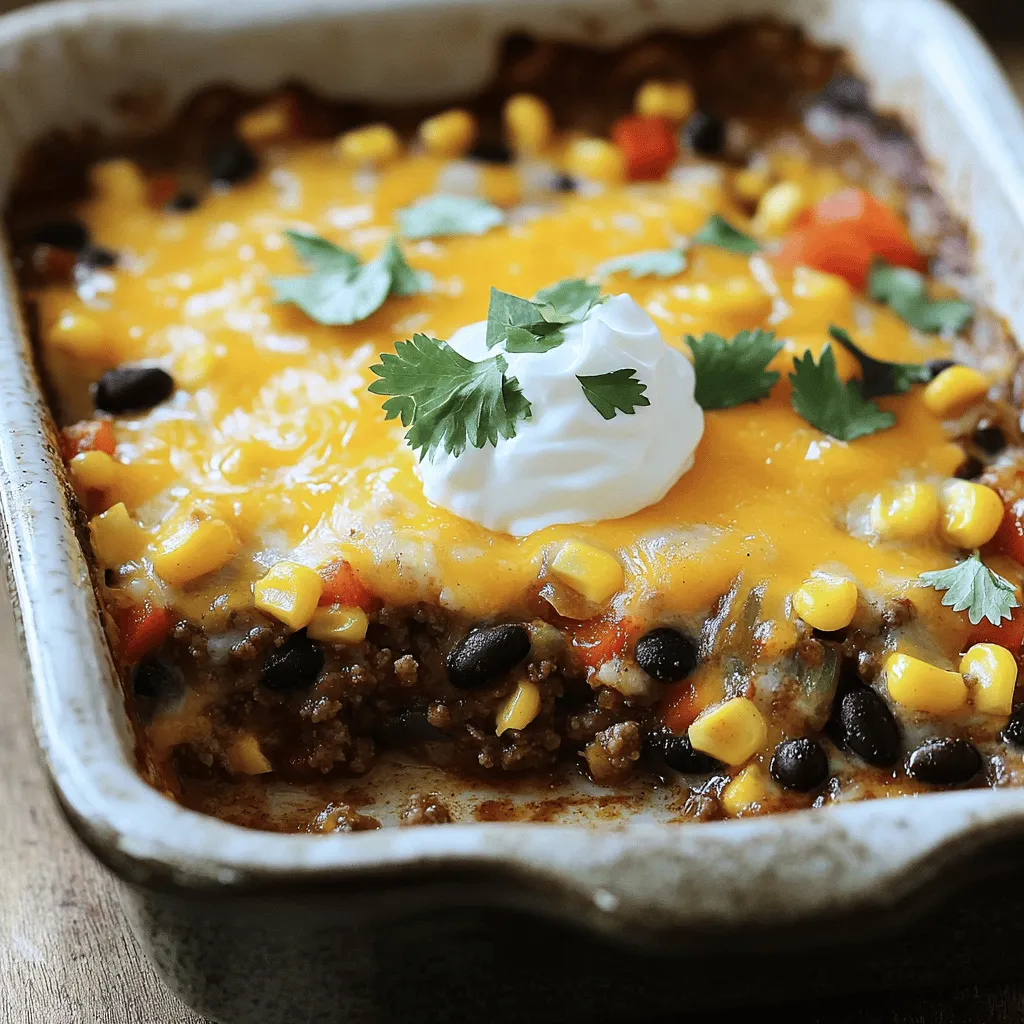 To make a great Beefy Cattle Drive Casserole, you need some key ingredients. The base ingredients are ground beef, onion, and garlic. These give your dish a strong and tasty start. You will also need diced carrots and bell peppers for some crunch.