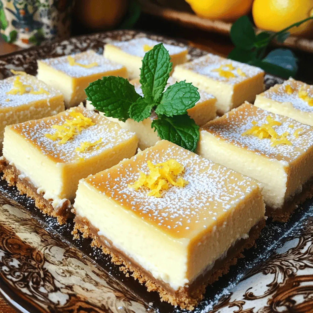 Lemon cheesecake squares are a bright and creamy dessert. They blend the rich taste of cheesecake with the zesty kick of lemon. This combination creates a treat that is both rich and refreshing. People love them for their balance of sweet and tart. The creamy lemon cheesecake melts in your mouth, while the crust adds a nice crunch.