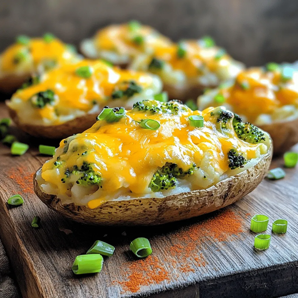 Broccoli and cheddar twice-baked potatoes are a tasty and creamy dish. They combine fluffy potatoes with fresh broccoli and sharp cheddar cheese. This recipe stands out because it reuses the potato skins, making it fun and filling.