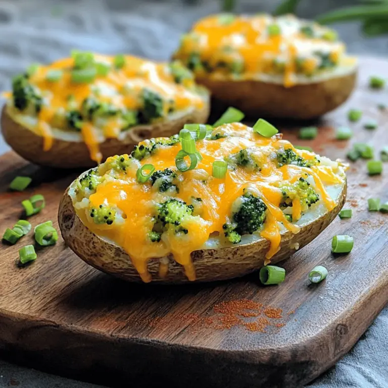 Broccoli and cheddar twice-baked potatoes are a tasty and creamy dish. They combine fluffy potatoes with fresh broccoli and sharp cheddar cheese. This recipe stands out because it reuses the potato skins, making it fun and filling.