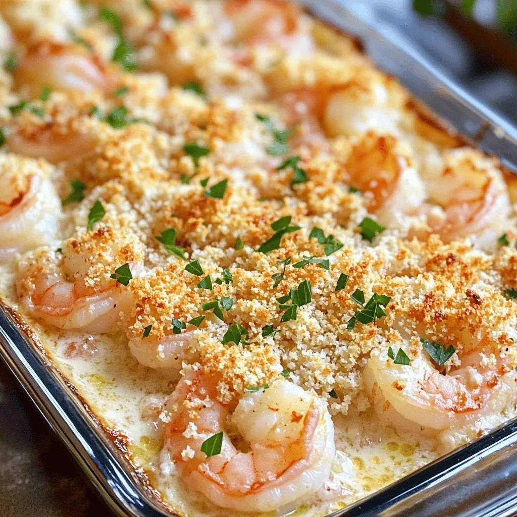 To make a great garlic shrimp gratin, you need some key ingredients. Start with 1 pound of large shrimp, peeled and deveined. This shrimp gives the dish a fresh taste. You will also need 4 cloves of minced garlic. Garlic adds depth and flavor to the dish.