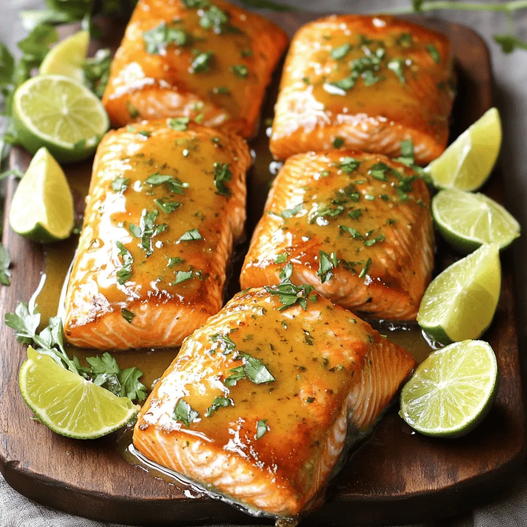 The honey-lime garlic butter salmon recipe calls for simple yet powerful ingredients. You will need four salmon fillets. Their rich taste shines through when baked. Next, grab four tablespoons of unsalted butter. This adds a creamy texture. You also need three tablespoons of honey for sweetness. This balances the lime's tartness perfectly. Fresh lime juice, three tablespoons, brings a bright flavor. Add four cloves of minced garlic for an aromatic kick. One teaspoon of lime zest adds extra zing. A teaspoon of paprika gives a lovely color. Finally, season with salt and pepper to your liking.