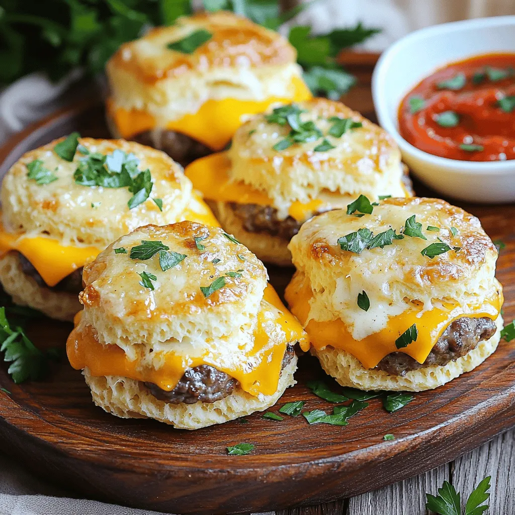 Irresistible Garlic Parmesan Cheeseburger Bombs are a fun twist on classic cheeseburgers. These tasty bites combine juicy meatballs with melted cheese, all wrapped in soft biscuit dough. They pack a punch of flavor and are perfect for parties or a cozy night in.