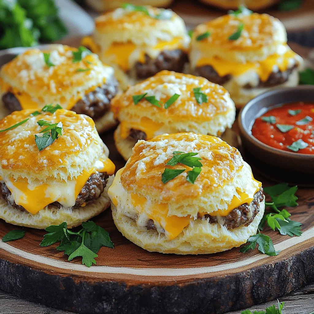 Irresistible Garlic Parmesan Cheeseburger Bombs are a fun twist on classic cheeseburgers. These tasty bites combine juicy meatballs with melted cheese, all wrapped in soft biscuit dough. They pack a punch of flavor and are perfect for parties or a cozy night in.