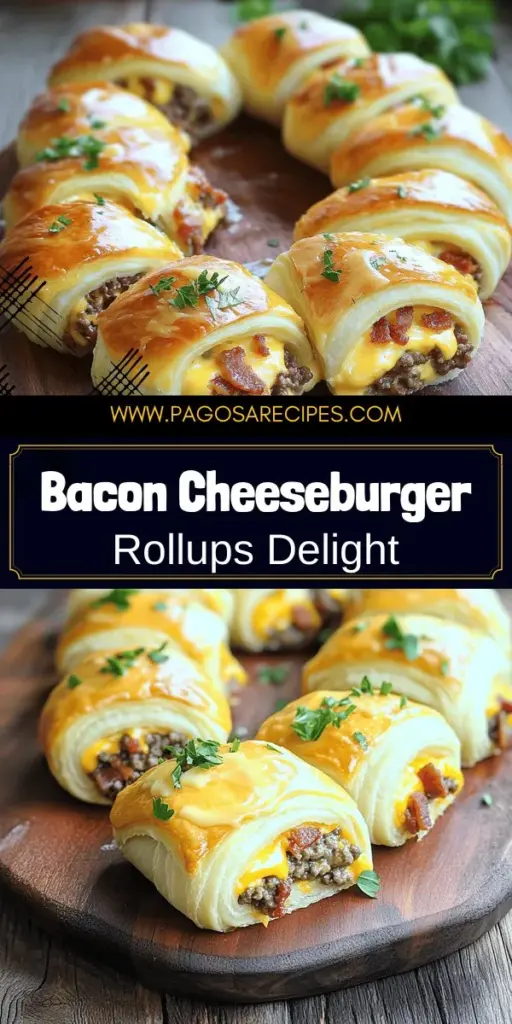 Get ready to indulge in the ultimate comfort food with Garlic Butter Bacon Cheeseburger Rollups! This easy-to-make dish combines juicy ground beef, crispy bacon, and gooey cheese all wrapped in buttery crescent roll dough. Perfect for busy weeknights or entertaining guests, these flavor-packed rollups are sure to impress. Don't miss out on this delicious recipe – click through to satisfy your cravings and learn how to make these tasty treats today!