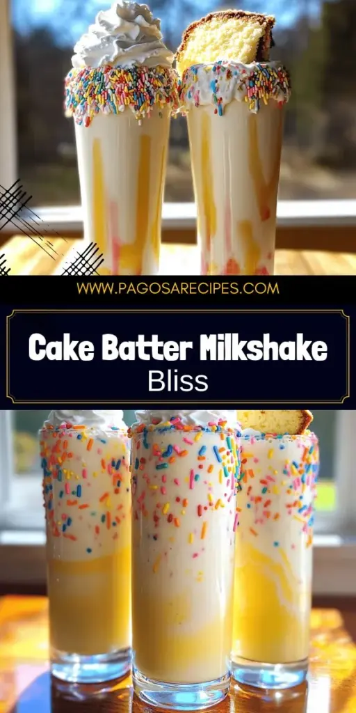 Indulge in the sweet joy of a Cake Batter Milkshake that's bursting with flavor! This delightful treat blends creamy vanilla ice cream and your favorite cake mix for a refreshing shake that's perfect for any occasion. Discover the easy steps to create this festive beverage at home, along with tasty variations and topping ideas. Click through to explore the full recipe and elevate your dessert game with this delicious milkshake!