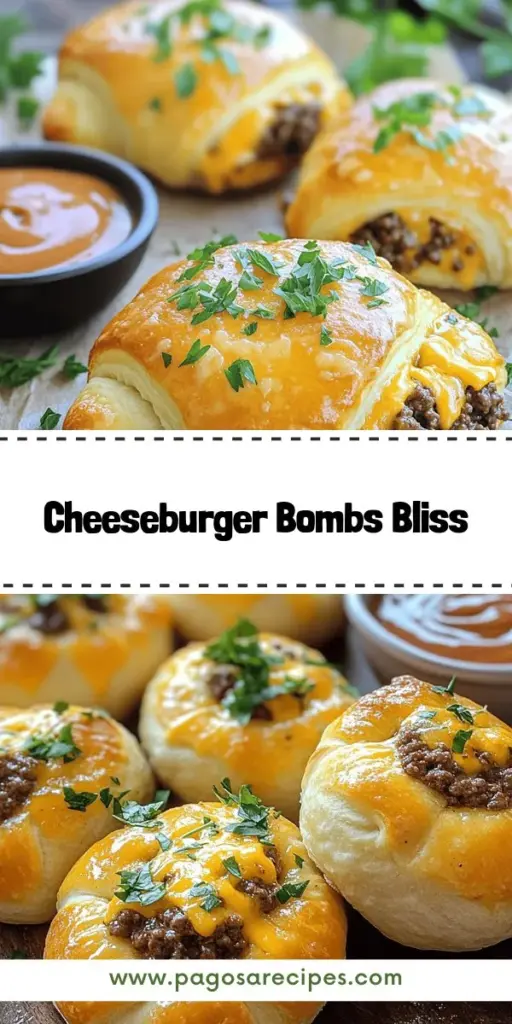 Indulge in the deliciousness of Garlic Parmesan Cheeseburger Bombs! This fun snack combines juicy beef, savory cheese, and garlic, all wrapped in golden crescent dough. Perfect for parties or a quick meal, these bombs are easy to make and can be customized to suit your taste. Discover step-by-step instructions and creative variations in this mouth-watering recipe. Click through to explore how to make these delightful bites that everyone will love!