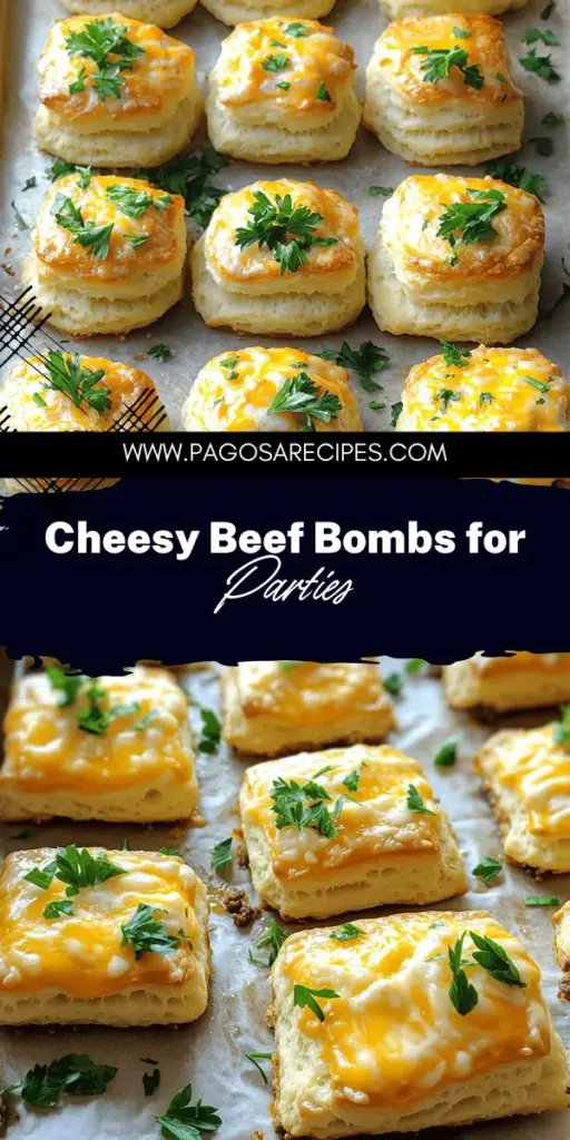 Elevate your next gathering with Cheesy Beef Biscuit Bombs, the ultimate party appetizer! These irresistible bites are filled with savory beef and gooey cheese, all wrapped in warm, flaky biscuits. Discover simple ingredients and easy steps for a mouthwatering treat that will impress your guests. Want to learn how to make them? Click through for the full recipe and tips to customize these delicious snacks for any occasion!