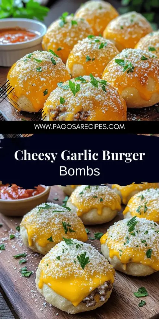 Looking for a delicious and easy dinner idea? Try Garlic Parmesan Cheeseburger Bombs! These tasty bites combine cheesy beef filling and comforting garlic bread flavor, making them perfect for any occasion. Ideal as a quick weeknight meal or an appetizer for gatherings, they’re sure to be a hit with family and friends. Click through to discover the full recipe and tips for creating these mouthwatering treats in your kitchen!