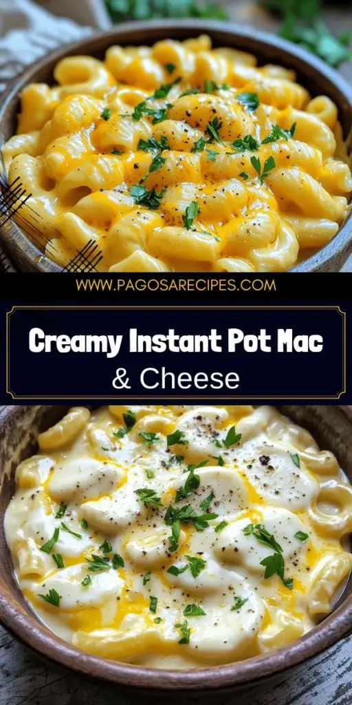 Craving a quick and creamy meal? Check out this unbeatable Instant Pot Mac & Cheese recipe! With just a few easy ingredients, you can whip up a cheesy delight in no time. Learn how to achieve the perfect creamy texture with cheddar and mozzarella, and explore fun twists to customize it to your taste. Ready to impress your family and friends? Click through for the full recipe and start your culinary adventure today!