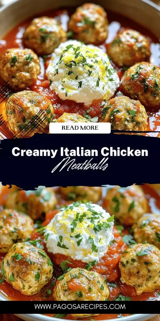 Elevate your dinner table with juicy Italian chicken meatballs featuring a creamy twist! This easy recipe highlights lean ground chicken, fresh herbs, and delicious herbed ricotta for an unforgettable meal. Discover key ingredients, cooking techniques, and serving ideas that will make your taste buds dance. Ready to impress your family and friends? Click through to explore the full recipe and start cooking your new favorite dish today!