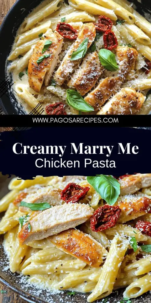 Impress your loved ones with this Marry Me Chicken Pasta that features tender chicken in a creamy sun-dried tomato sauce. Perfect for romantic dinners or cozy nights, this dish combines simple ingredients for a delightful meal that’s sure to win hearts. Get ready to dive into the step-by-step guide and create an unforgettable dinner experience. Click through to explore the full recipe and make your next meal truly special!