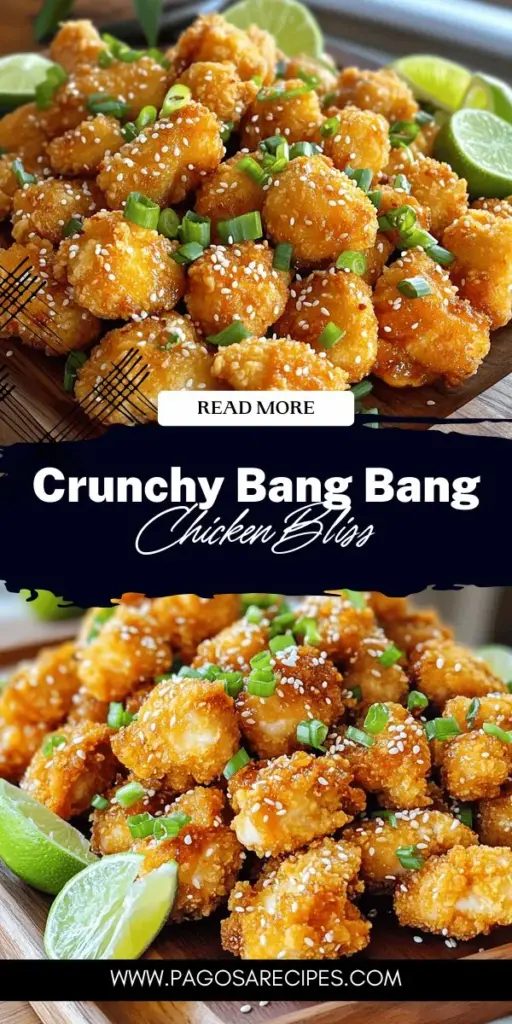 Spice up your dinner with Crispy Bang Bang Chicken, a crunchy and flavorful treat that will wow your family and friends! This easy recipe includes juicy chicken thighs marinated in buttermilk for tenderness, and a perfect crispy coating made from flour and cornstarch. Learn the secrets to making the addictive Bang Bang sauce that brings it all together. Click through to explore this delightful dish and impress your guests with your cooking skills!