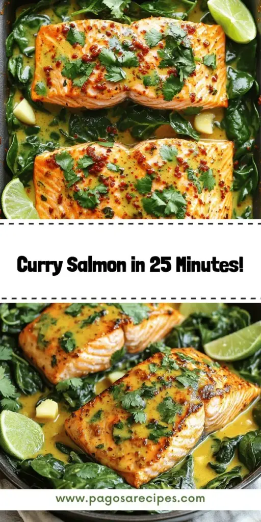 Discover a quick and delicious meal with this Coconut Curry Salmon with Garlic Butter recipe! In just 25 minutes, you can create a mouthwatering dish featuring tender salmon and creamy coconut sauce, perfect for busy nights. This easy recipe uses simple ingredients like garlic, ginger, and fresh spinach to elevate your culinary experience. Click through to explore the full recipe and impress your family with this flavorful one-pan dish!