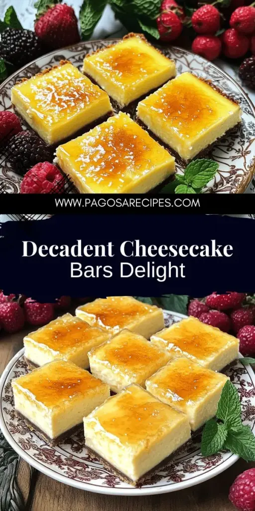 Dive into the delicious world of Crème Brûlée Cheesecake Bars! This easy-to-make dessert combines creamy cheesecake and crispy caramel, creating a treat that's sure to impress at any gathering. With simple ingredients and straightforward steps, you'll gather friends and family around for a sweet experience. Click through to explore the full recipe and tips to create this delightful dessert that will have everyone asking for seconds!