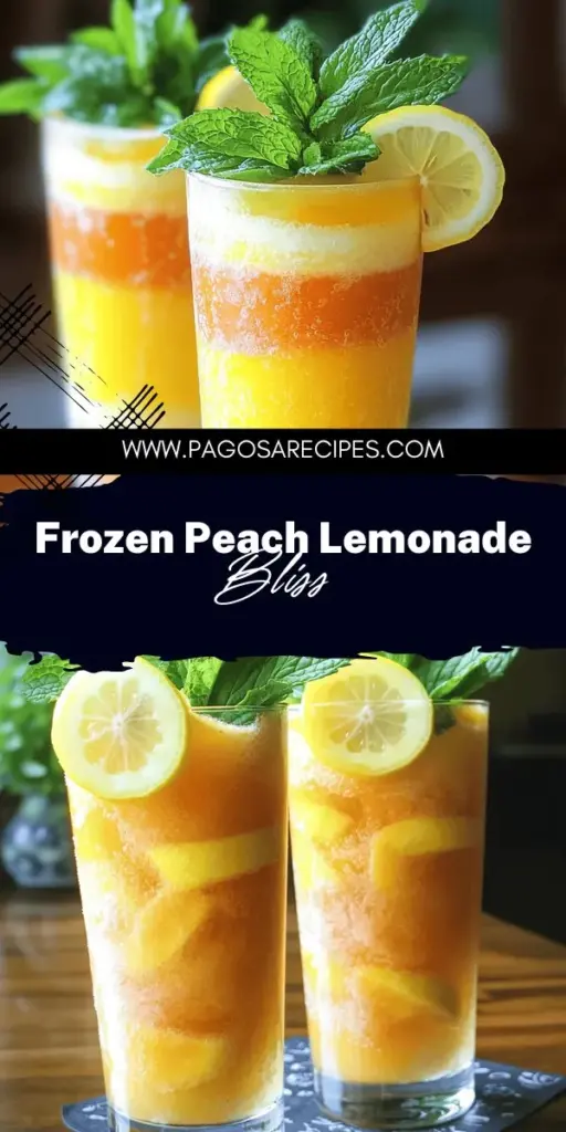 Beat the heat this summer with the easiest frozen peach lemonade recipe! This delightful drink combines juicy frozen peaches and tangy fresh lemon juice for a refreshing twist on your favorite summer sips. Discover essential ingredients, simple preparation steps, and fun variations to customize your drink. Perfect for hot days, this lemonade is not only delicious but also packed with health benefits. Click through to explore the full recipe and make your summer unforgettable!