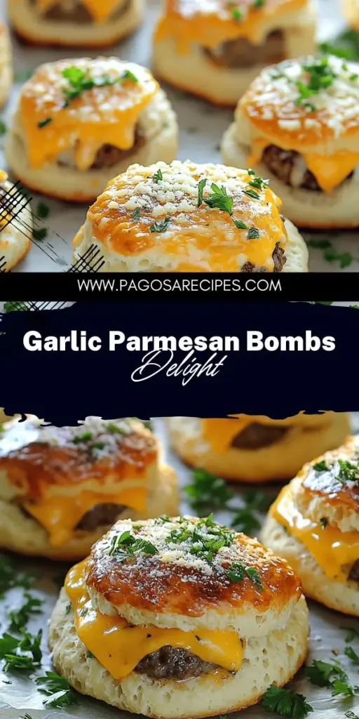 Indulge in the ultimate snack with Garlic Parmesan Cheeseburger Bombs! These delicious bites are brimming with seasoned beef, gooey cheese, and that irresistible garlic flavor, all wrapped in flaky biscuit dough. Perfect for parties, game days, or just a fun treat, they’re sure to impress everyone. Ready to make your gatherings a hit? Click through to discover the full recipe and tips to create these mouthwatering appetizers today!