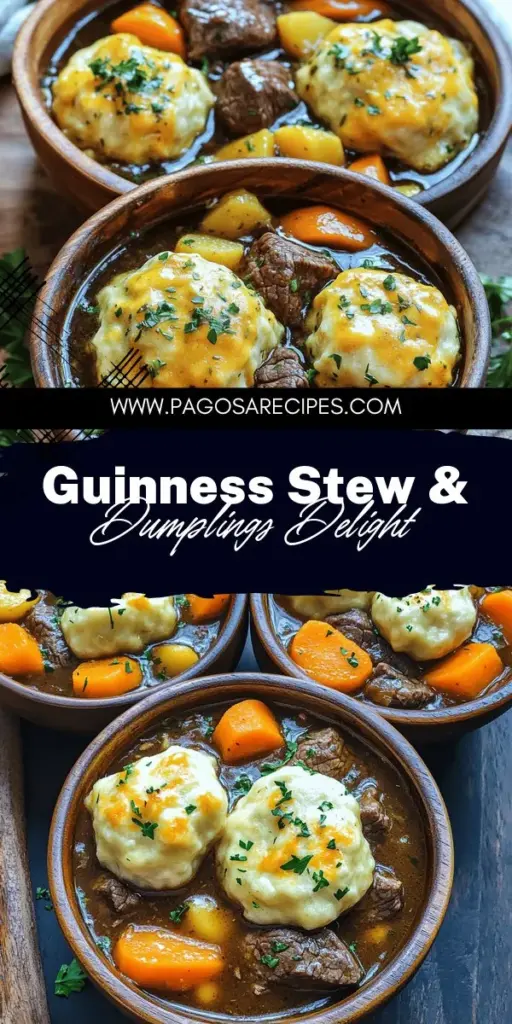 Cozy up with a bowl of my Guinness Beef Stew with Cheddar Herb Dumplings! This comforting recipe combines tender beef, fresh vegetables, and fluffy dumplings, perfect for impressing your family or guests. Whether you're an experienced chef or just starting out, you'll find step-by-step guidance to create this delicious meal. Ready to fill your kitchen with irresistible aromas? Click through for the full recipe and get cooking!