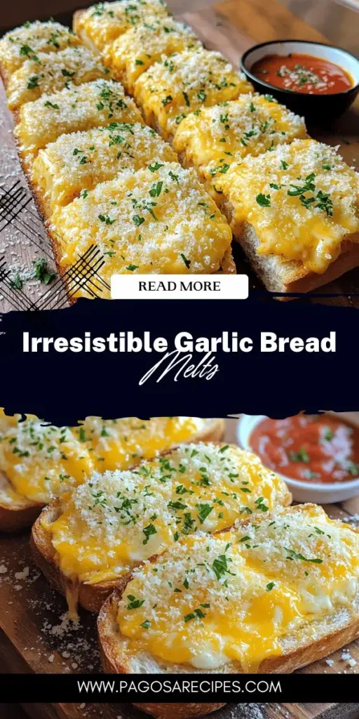 Indulge in the comforting flavors of cheesy garlic bread melts with this easy-to-follow recipe! Perfect for parties or cozy nights in, this dish combines crusty French bread, gooey mozzarella, and sharp cheddar, all layered with a heavenly garlic herb butter. Discover delicious variations and serving ideas that will impress everyone at your table. Click through to explore the full recipe and make this irresistible dish today!