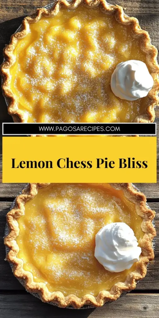 Indulge in the delightful flavors of Lemon Chess Pie with this simple and tasty recipe! Perfect for bakers of all levels, this classic Southern dessert features a balance of sweet and tangy notes that will impress your family and friends. Discover easy steps and key ingredients to create this charming pie, plus fun tips for variations. Ready to make your own? Click through to explore the full recipe and start baking today!