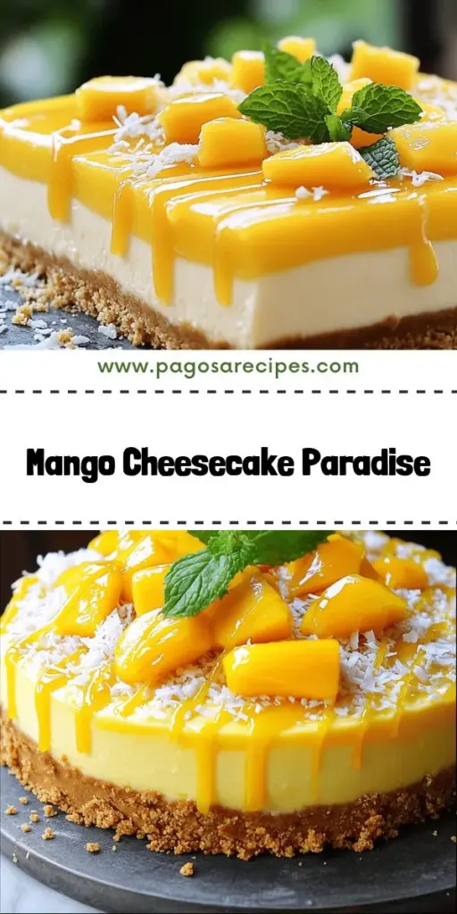 Indulge in the sweet taste of summer with this Tropical Mango Cheesecake Bliss! This no-bake recipe blends creamy cheesecake with juicy mango puree, creating a refreshing dessert that's perfect for any occasion. You'll find easy steps and essential tips to customize your cheesecake, ensuring it turns out light and flavorful. Click through to discover the full recipe and impress your friends and family with this delicious tropical treat!