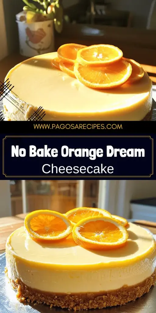 Indulge in the refreshing taste of summer with this no-bake orange creamsicle cheesecake! This easy-to-make dessert features a creamy filling bursting with orange flavor and a crunchy graham cracker crust. Perfect for gatherings or a sweet treat at home, this recipe guides you through simple steps and tasty variations. Click to discover how to impress your friends and family with this delightful dessert!