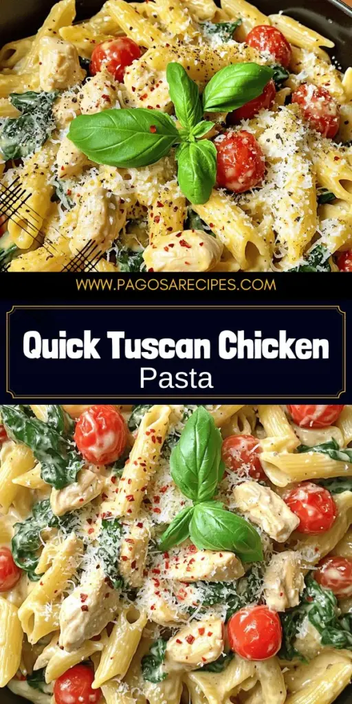 Looking for a quick and delicious weeknight meal? Try this Instant Pot Tuscan Chicken Pasta! With tender chicken, creamy sauce, and vibrant veggies, it's packed with flavor and made in one pot for easy cleanup. Discover essential ingredients, helpful cooking tips, and fun variations to customize your dish. Click through to explore the complete recipe and start your tasty cooking adventure today!