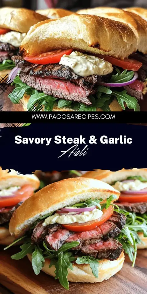 Elevate your lunch with this irresistible savory steak sandwich with garlic aioli! This recipe combines perfectly cooked flank steak, zesty homemade aioli, and fresh toppings like arugula and tomatoes for a flavor explosion. It’s easy to make and perfect for impressing friends or enjoying solo. Ready to dive in? Click through for the full recipe and bring the gourmet experience to your kitchen today!