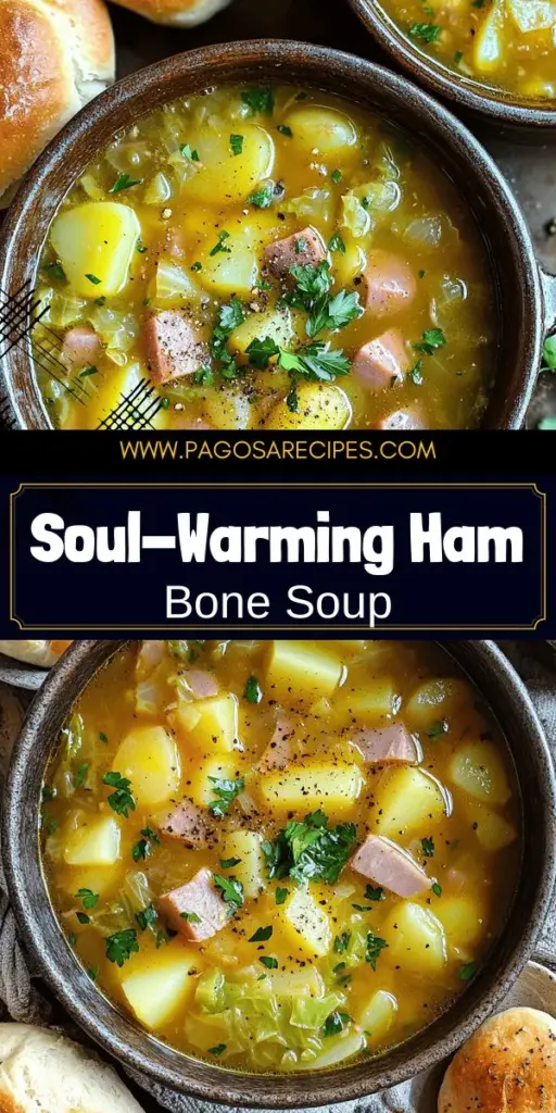 Warm up with a comforting bowl of Hearty Ham Bone Soup! This nourishing recipe is perfect for using leftover ham and is packed with flavor from fresh veggies like potatoes, cabbage, and carrots. Discover easy steps to create this delicious soup that fills your home with warmth. Whether you're seasoned in the kitchen or a novice, you'll find helpful tips and variations to make it your own. Click to explore the full recipe and warm your heart today!