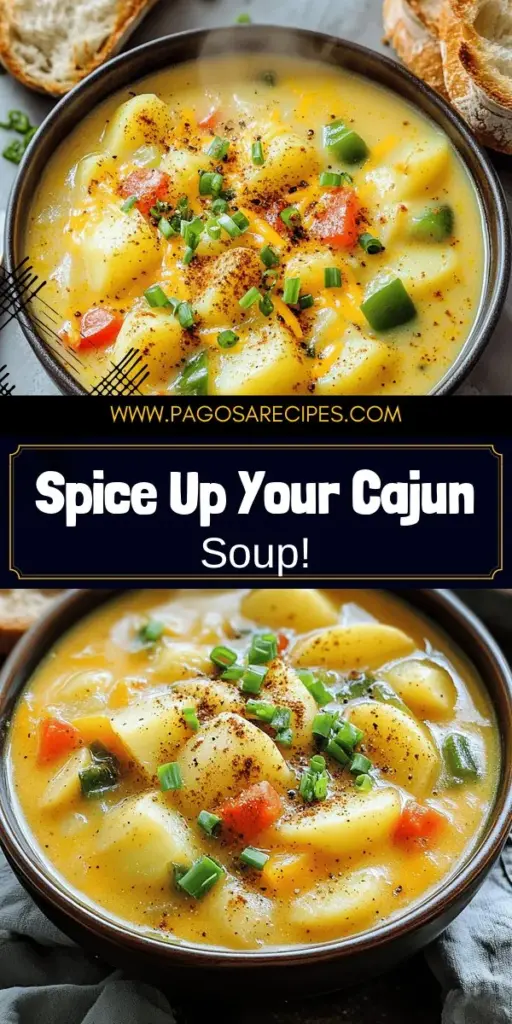 Elevate your dinner game with this delicious Cajun Potato Soup! Packed with bold flavors from fresh ingredients like creamy russet potatoes, aromatic garlic, and zesty Cajun seasoning, this comforting dish is easy to make and perfect for any mealtime. Discover how to create the ideal creamy texture, explore tasty toppings, and learn fun variations that cater to everyone’s palate. Click through to find the full recipe and bring this flavorful soup to your kitchen!