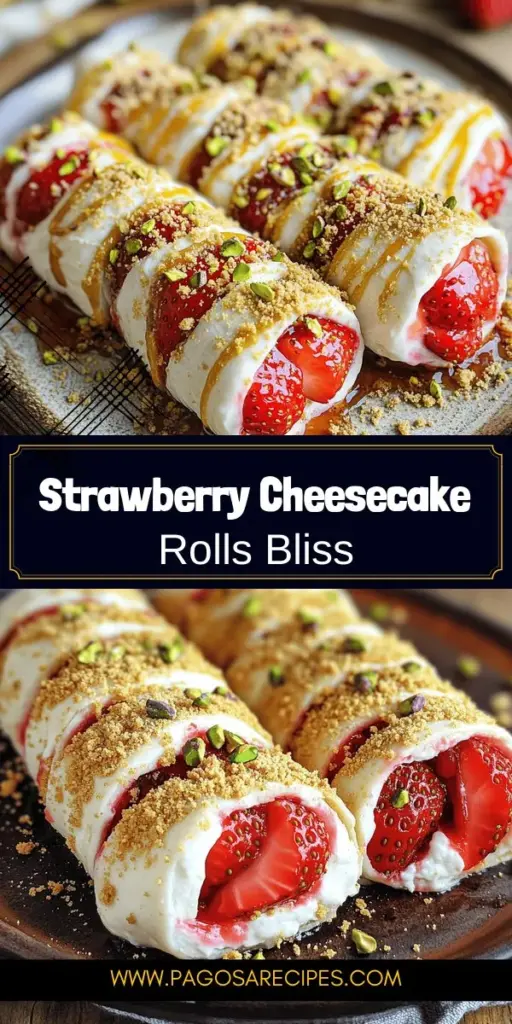 Indulge in the delightful joy of Easy Strawberry Cheesecake Rolls! These simple and scrumptious dessert wraps combine creamy cheesecake and fresh strawberries, making them a perfect treat for any occasion. With just a few ingredients and 15 minutes of prep, they’re easy enough for kids to help make. Whether for a summer party or just a sweet craving, these rolls are sure to wow your guests. Click through for the full recipe and start rolling today!