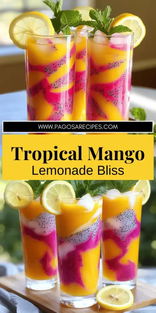 Cool off this summer with a refreshing Mango Dragon Fruit Lemonade! This vibrant drink is not only delicious but also packed with nutrients. Discover the simple steps to create this tropical delight, learn about its health benefits, and get creative with fun twists. Whether for a party or a lazy day by the pool, this lemonade is the perfect thirst-quencher. Click through to explore the full recipe and make your summer extra special!