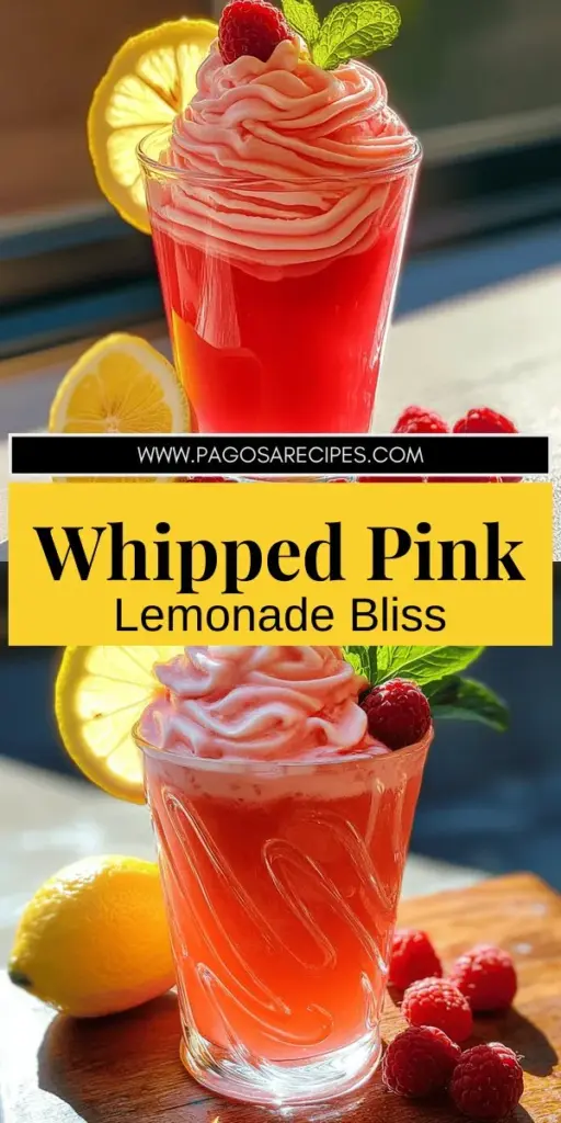 Cool off this summer with a refreshing Whipped Pink Lemonade that’s easy to make and perfect for any occasion. This delightful drink blends creamy goodness with zesty lemon flavor, enhanced by raspberry puree for a vibrant pink hue. Get step-by-step instructions, creative variations, and fun garnishing tips to impress your guests. Dive into the full recipe now and whip up a tasty treat everyone will love!