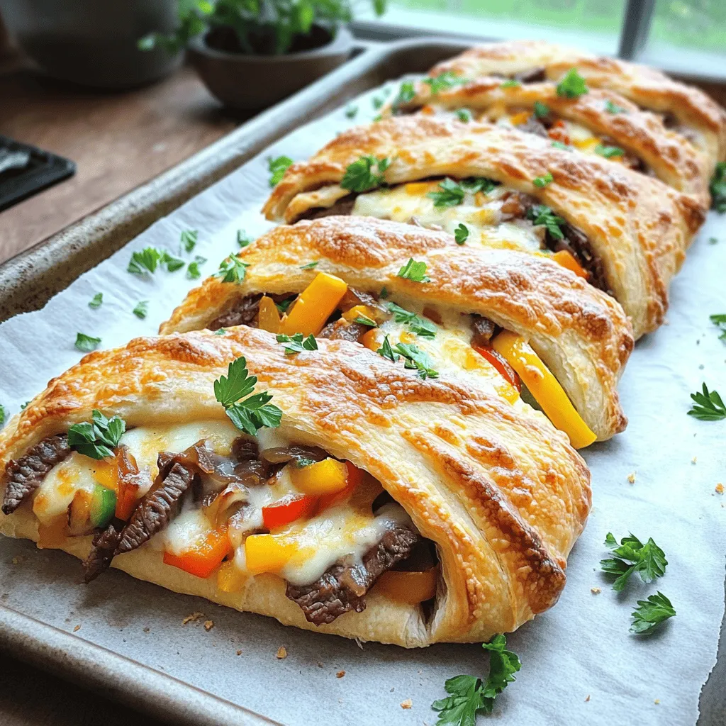 The main ingredients for cheesesteak stromboli create a tasty and satisfying dish. You need pizza dough, thinly sliced steak, cheese, and vegetables.