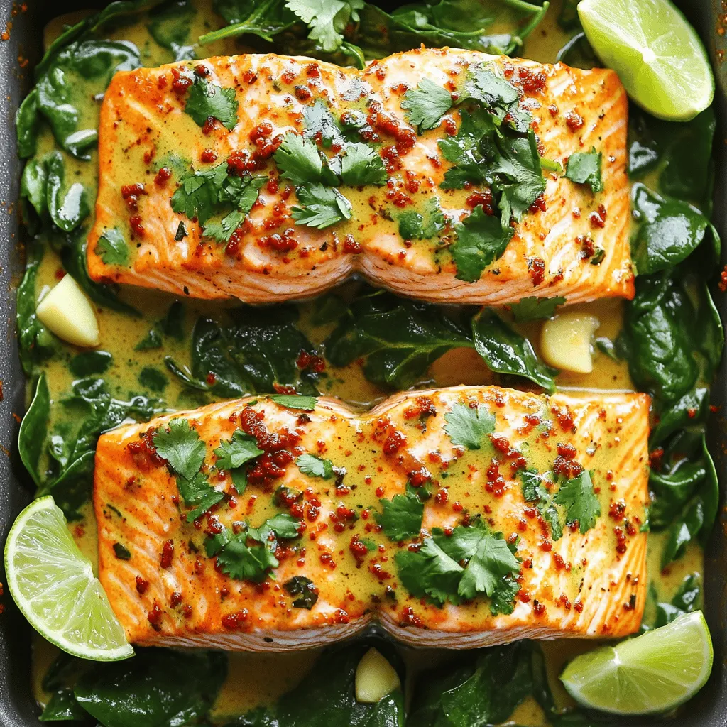 To make coconut curry salmon, you need a few key ingredients. First, you will need salmon fillets. Two fillets are perfect for this dish. Next, grab a can of coconut milk. This adds creaminess and a rich flavor. You also need red curry paste. This gives the dish its warm spice.