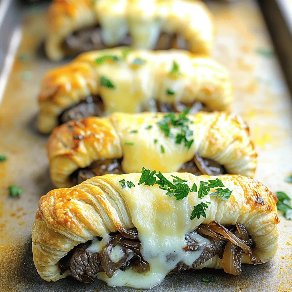 French Onion Beef Roll-Ups are a tasty mix of beef, cheese, and caramelized onions. They roll up in crescent dough, making a fun, savory snack. The blend of flavors creates a rich bite that everyone loves.