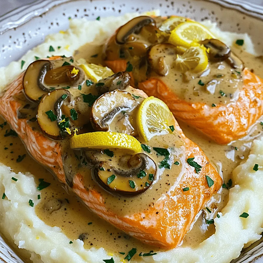 Using the right ingredients makes a big difference. For my creamy garlic mushroom salmon recipe, you need a few key items. First, you need two salmon fillets. Fresh salmon tastes best and cooks evenly. Next, grab one cup of sliced mushrooms. Cremini or button mushrooms work well here. They add a rich, earthy flavor.