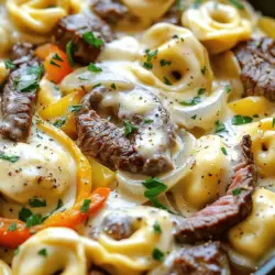 Savory Cheesesteak Tortellini with Creamy Sauce Delight