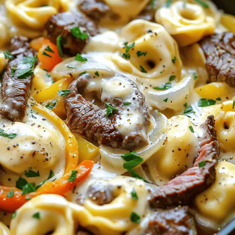 You need a mix of fresh and tasty items for this dish. The first key ingredient is cheese tortellini. This pasta has a rich, cheesy filling that adds depth. I love using 12 ounces of cheese tortellini. It cooks quickly and pairs well with meat.