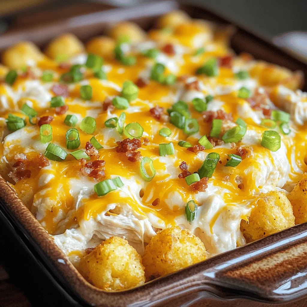 The cracked out chicken tater tot casserole recipe needs simple yet tasty ingredients. You will need: