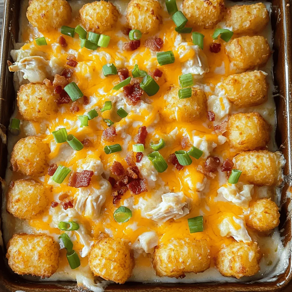 The cracked out chicken tater tot casserole recipe needs simple yet tasty ingredients. You will need: