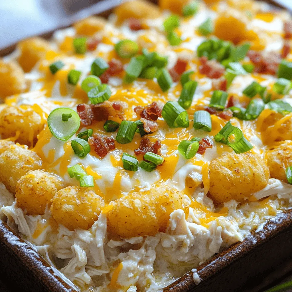 The cracked out chicken tater tot casserole recipe needs simple yet tasty ingredients. You will need: