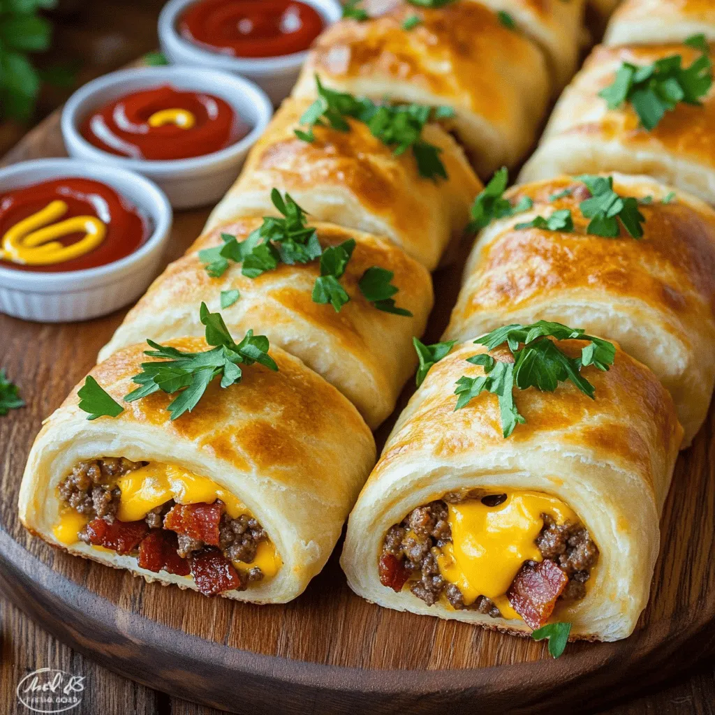 Bacon cheeseburger roll-ups are a fun twist on classic flavors. They combine beef, cheese, and bacon in a tasty dough wrap. You can make them for snacks or meals. This recipe is easy and quick to prepare.