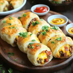 Bacon cheeseburger roll-ups are a fun twist on classic flavors. They combine beef, cheese, and bacon in a tasty dough wrap. You can make them for snacks or meals. This recipe is easy and quick to prepare.