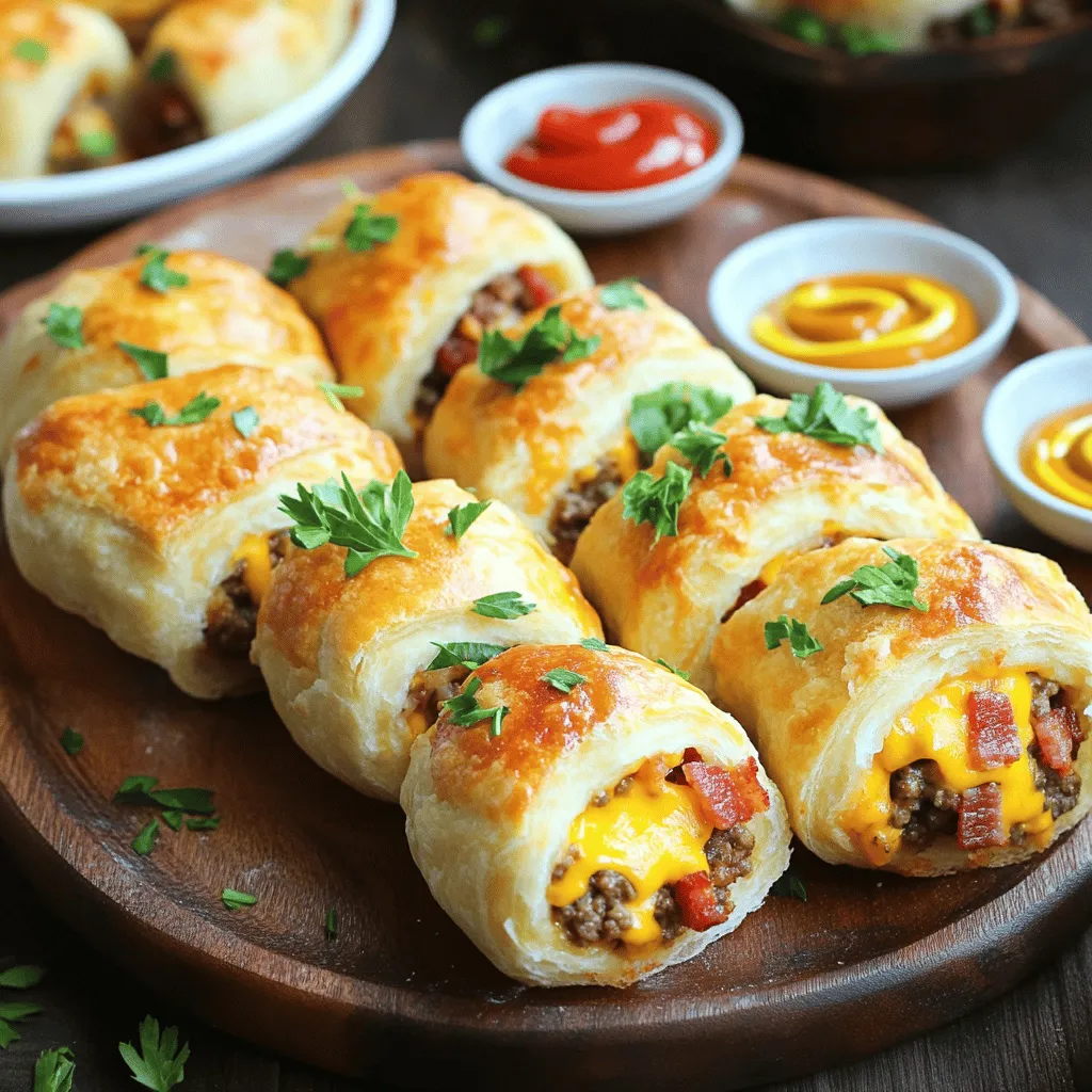 Bacon cheeseburger roll-ups are a fun twist on classic flavors. They combine beef, cheese, and bacon in a tasty dough wrap. You can make them for snacks or meals. This recipe is easy and quick to prepare.