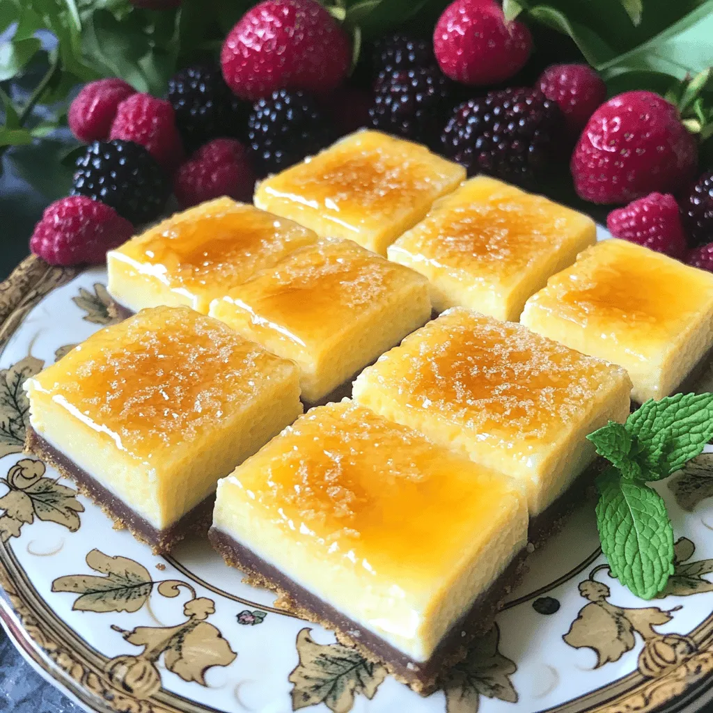 Crème Brûlée cheesecake bars mix two amazing desserts into one treat. They bring the creamy charm of cheesecake together with the rich flavor of crème brûlée. You can enjoy this dessert for special occasions or just because it’s a Friday night treat.