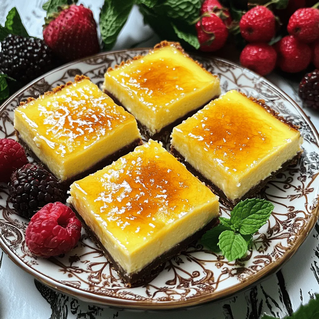 Crème Brûlée cheesecake bars mix two amazing desserts into one treat. They bring the creamy charm of cheesecake together with the rich flavor of crème brûlée. You can enjoy this dessert for special occasions or just because it’s a Friday night treat.
