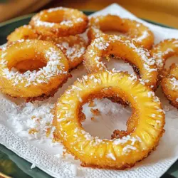 To make fried pineapple rings, you need a few key ingredients. The most important one is a fresh ripe pineapple. Look for one that is sweet and fragrant. You will also need all-purpose flour, baking powder, cinnamon, nutmeg, and water.