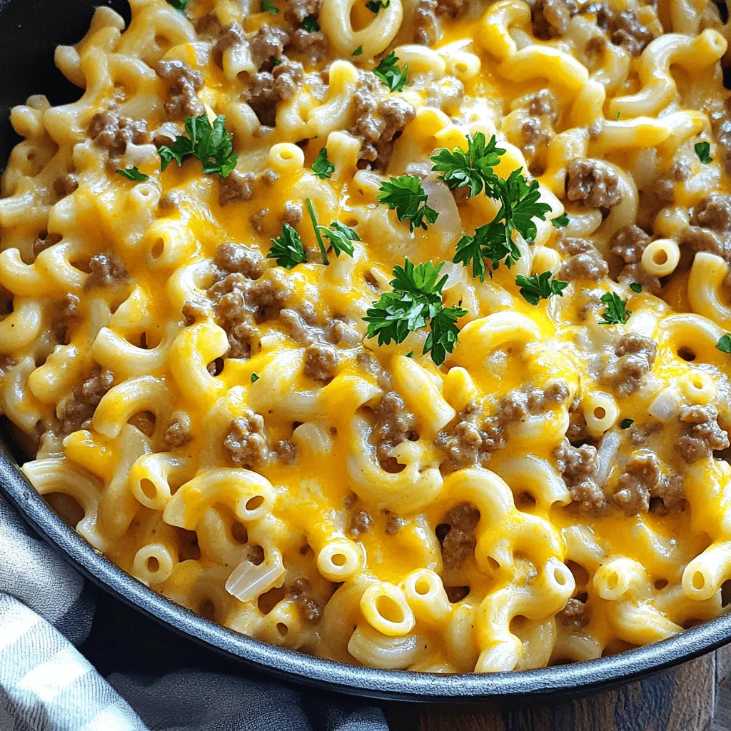 To make Easy Homemade Hamburger Helper, you need some key ingredients. First, gather 1 pound of ground beef or turkey. This meat forms the base of your meal. Next, you need 2 cups of pasta. Elbow macaroni works great, but any small pasta will do.